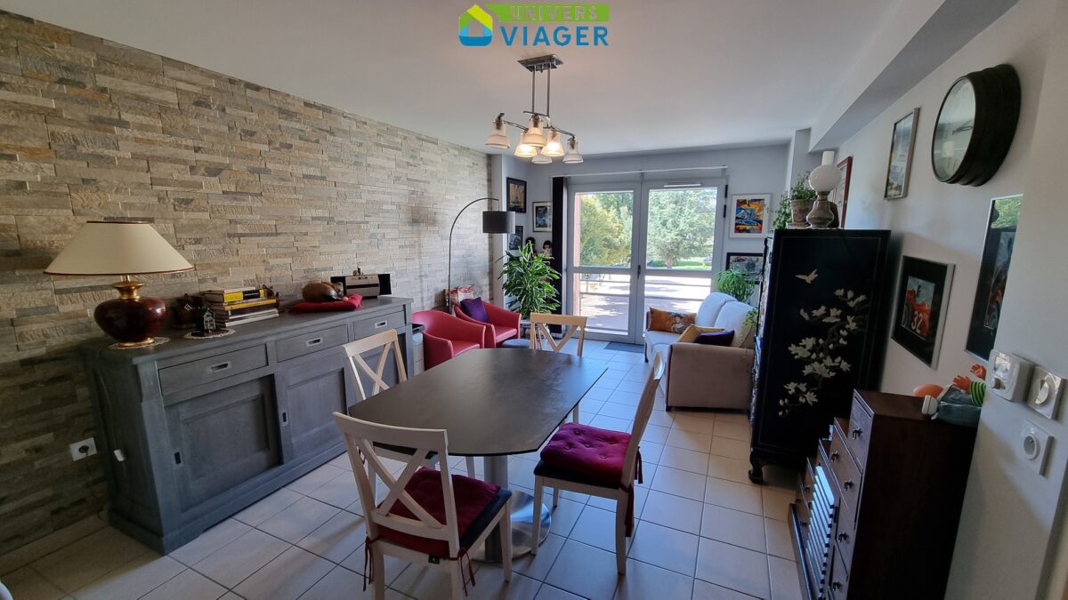 salon vue cuisine appartement viager occupé Aurillac